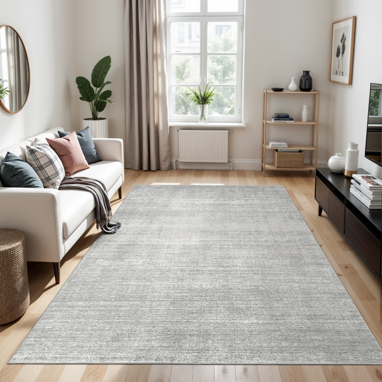 Vintage Striped Non Slip Washable Area Rug(Grey)
