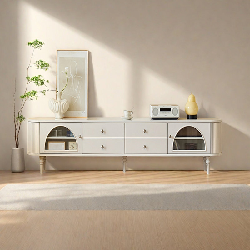 Solid Wood TV Stand with Multiple Drawers, 18.9"H x 78.74"L x 13.78"W