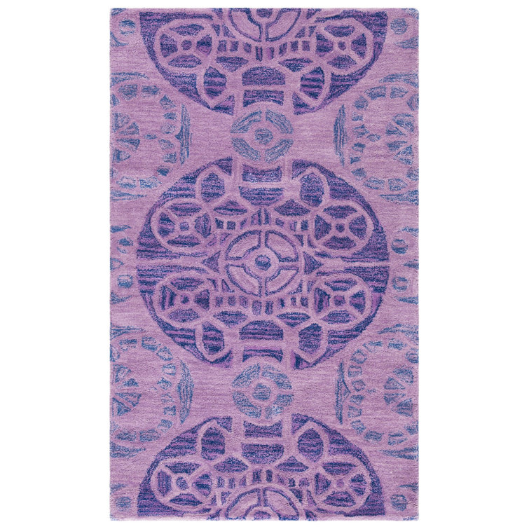 Kouerga Hand Tufted Wool/Viscose Geometric Rug in Purple