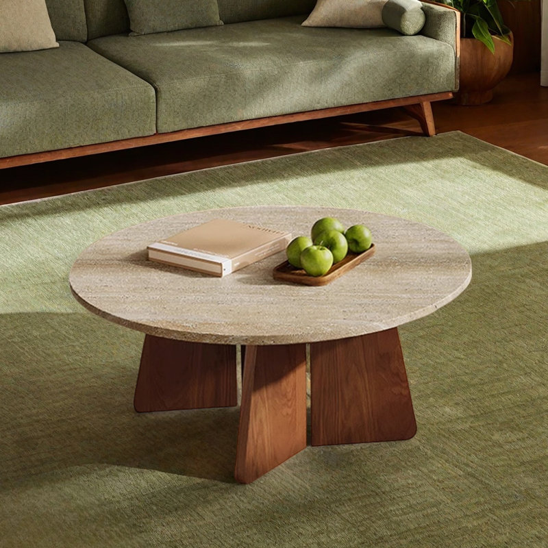 Table basse au design rétro et minimaliste, Brun, H 14,96 po x L 27,55 po x l 27,55 po