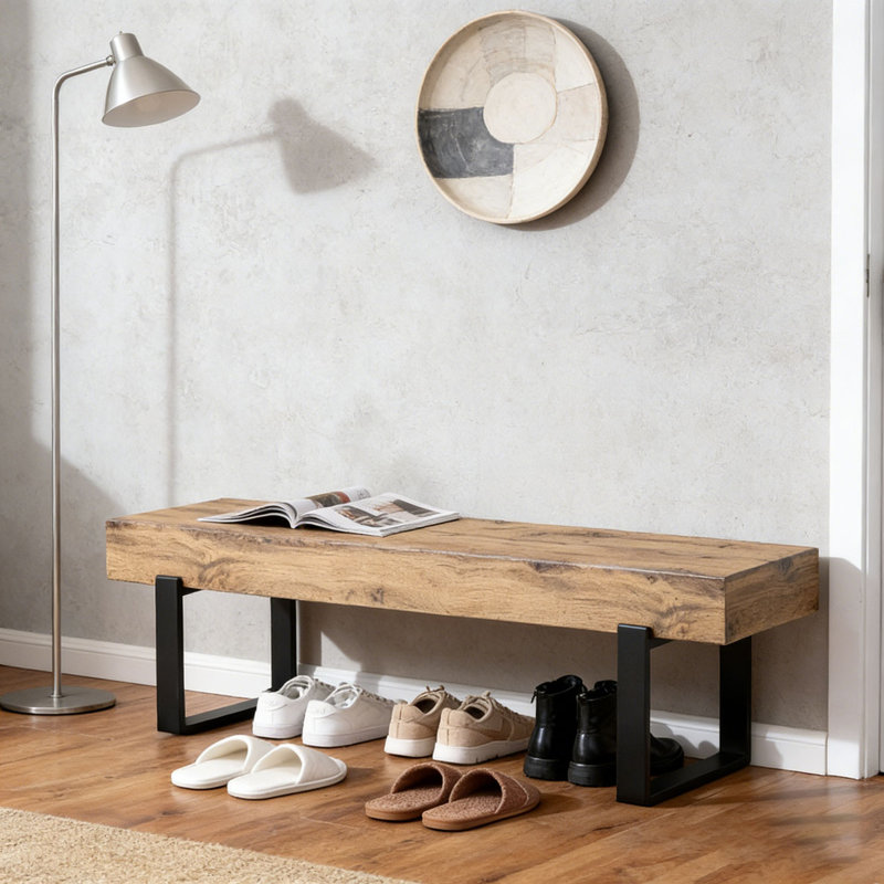 59" Dining Bench, Natural Wood Wash