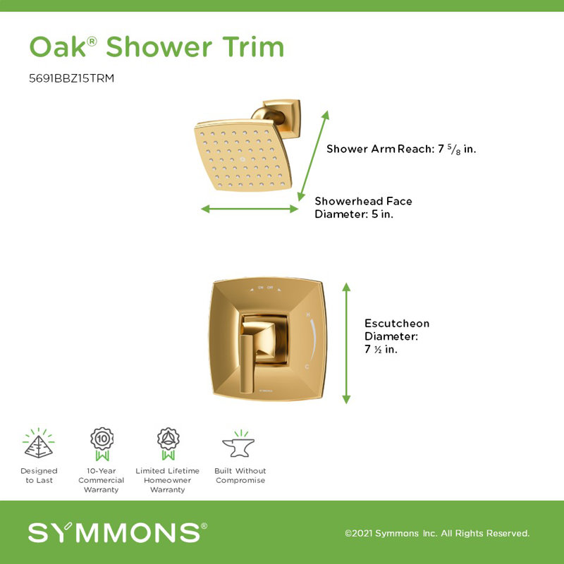 Oak HydroMersion Single Handle Shower Trim Kit, Bronze