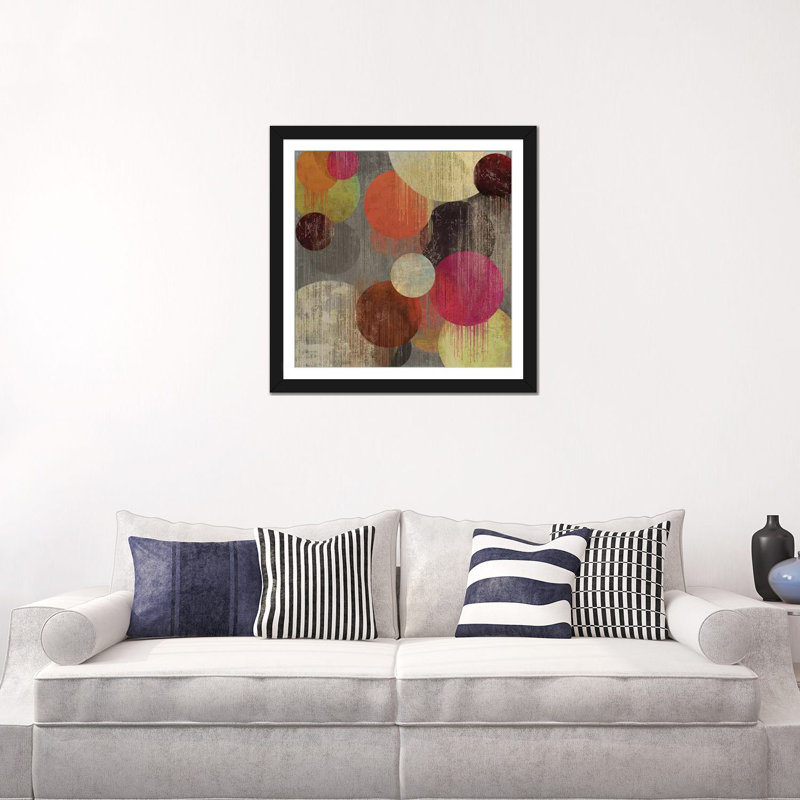 « magenta bubbles ii », impression sur toile, H 16 po x l 16 po x P 1 po, Papier d'art encadré noir, Blanc