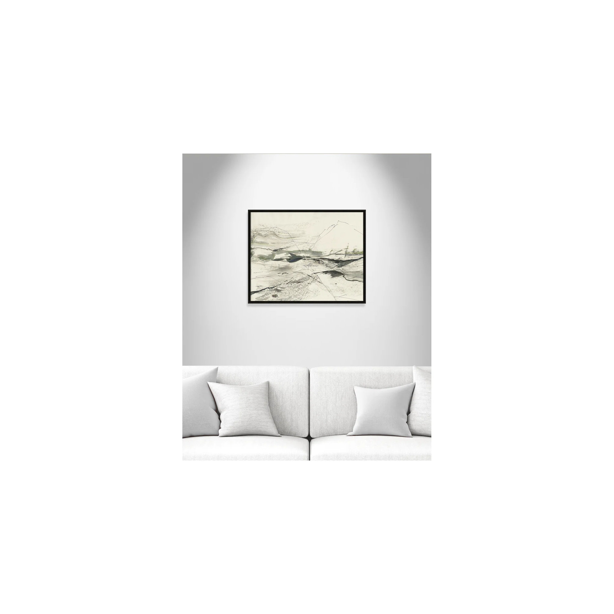 Green Sketches by PI Studio, 23.5" H x 29.5" W x 2" D, Espresso Floater Framed, No Mat