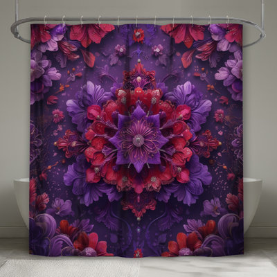 Rideaux de douche à motif floral complexes extra longs