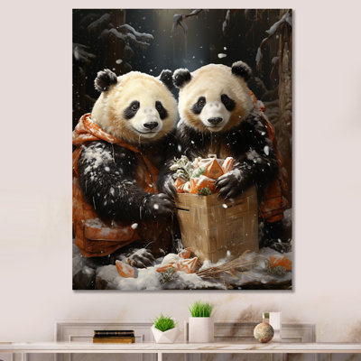 Snowy Bamboo Panda Party - Panda Animal Wall Art