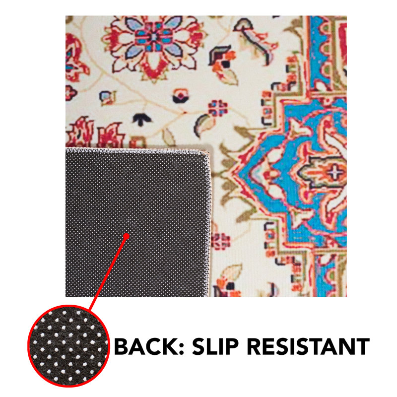 Tapis 107 antidérapant rouge / beige, Tapis de couloir 2 pi 6 po x 8 pi