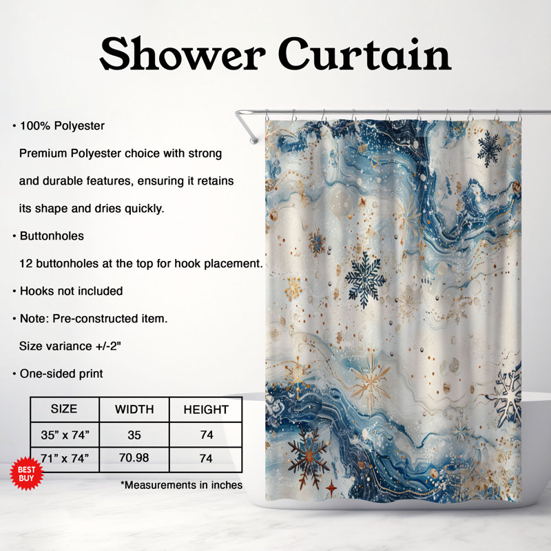 Chill Blooms - Premium Shower Curtain, H 74 po x l 71 po