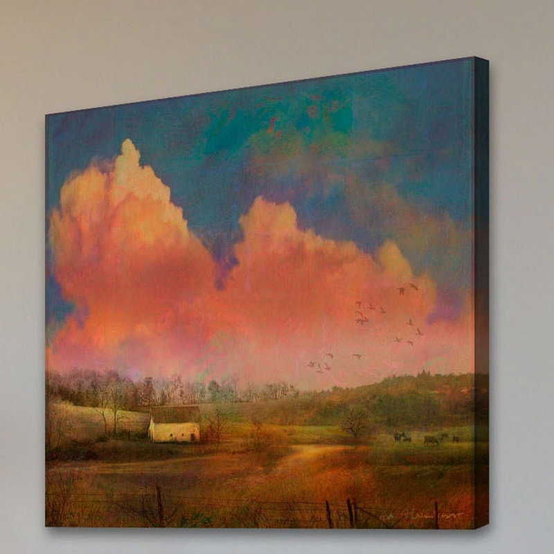 « pastoral coucher de soleil », reproduction sur toile tendue, H 24 po x l 24 po