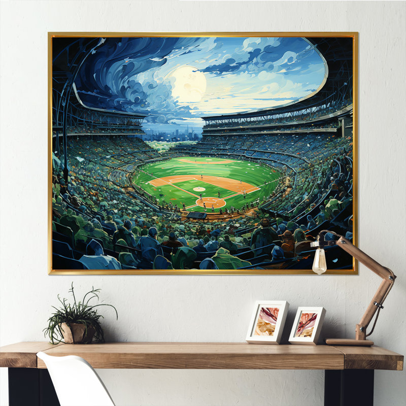 Stadium Echoes Of Victory sur toile, H 34 po x l 44 po x P 1,5 po, Cadre flottant doré