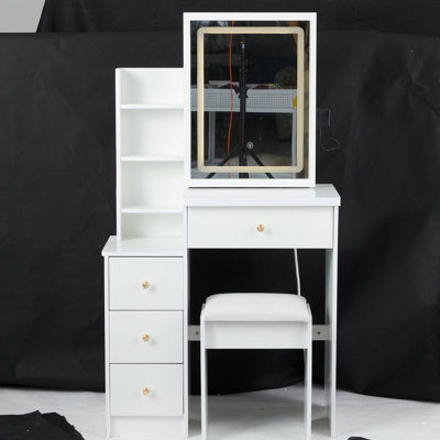 Table de coiffeuse à gauche avec miroir tactile DEL