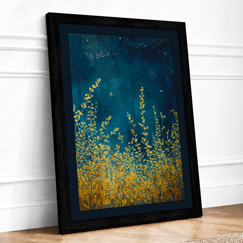 Golden Grasses Ascending Botanical - Framed Print, A1 - 84.1 x 59.4 cm, Black