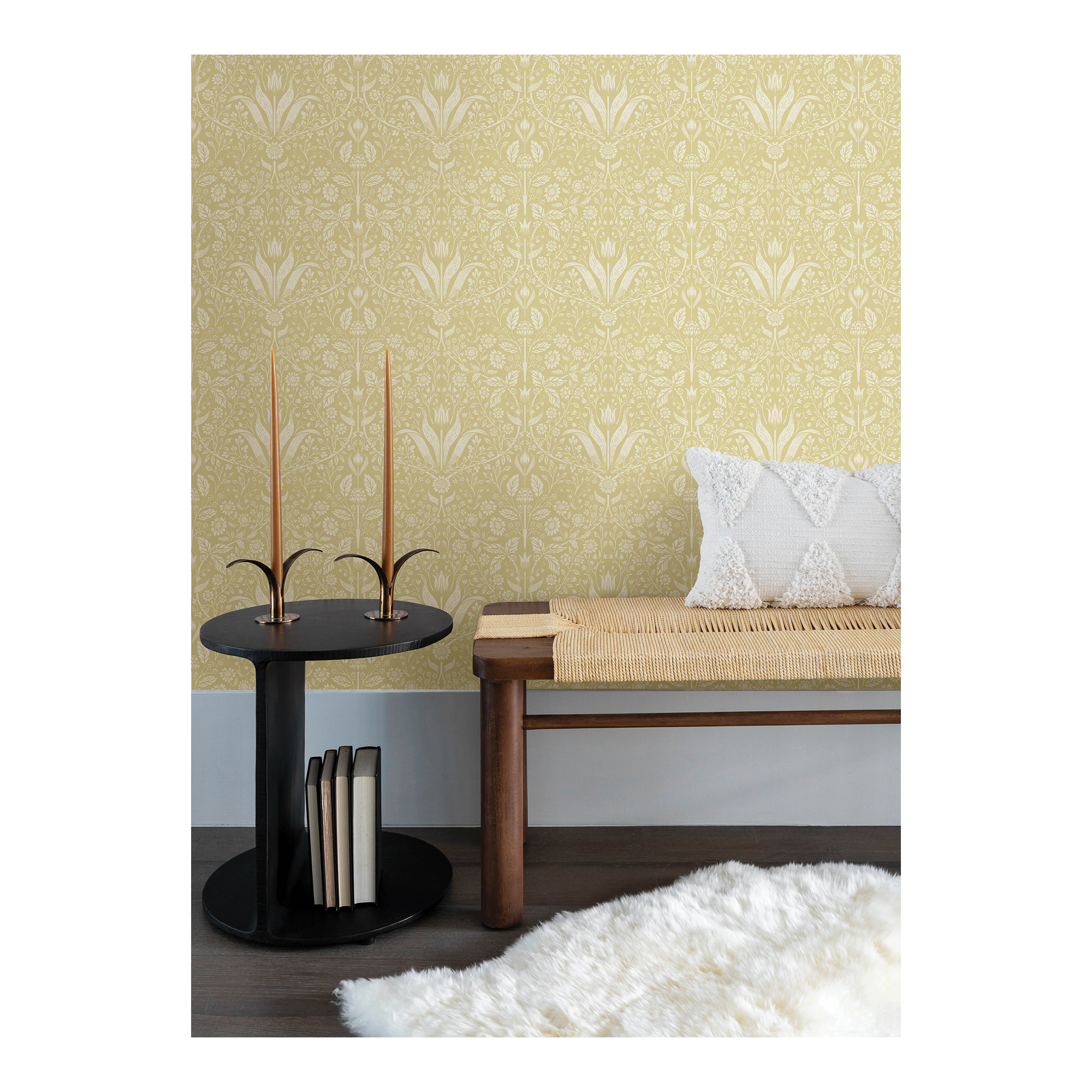 Triste Floral Wallpaper, Yellow