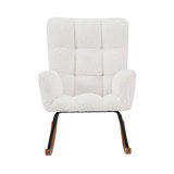 Comfy Upholstered Rocking Chair With High Backrest For Nursing, Reading, & Relaxation - Off White