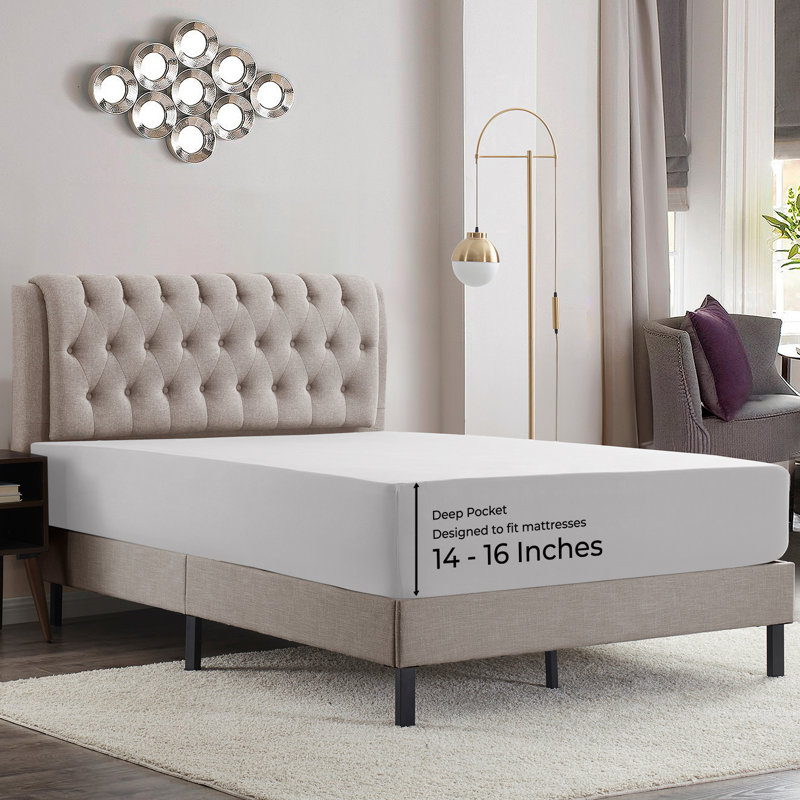 Luxury Double Brushed Microfiber Deep Pocket Fitted Sheet – 16” Mattress Fit, Wrinkle-Free, Fade Resistant & Breathable