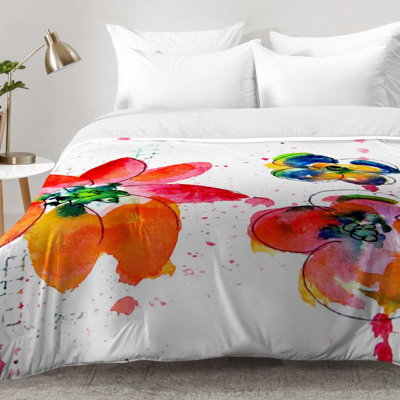 Ensemble d'édredon fleurs en aquarelle