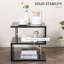 Table,20" Modern End Table, Accent Side Table, S-Shaped Coffee Table With Storage Shelf And Steel Poles, Black