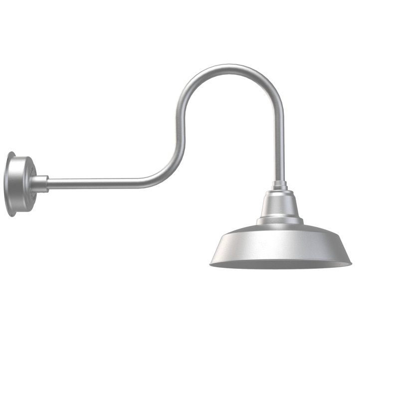 Luminaire de grange d’extérieur Vandervliet, H 22,87 po x l 14 po x P 38 po, Argent galvanisé