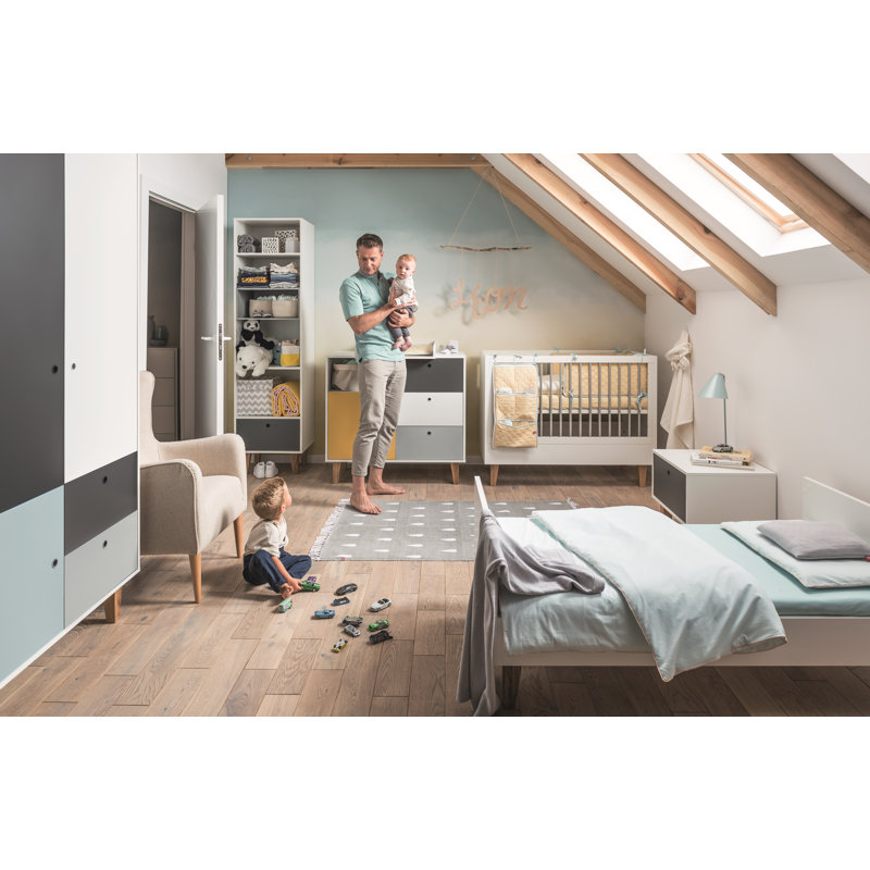 Aleana 3 Drawer Combi Chest, Saffron/White/Grey