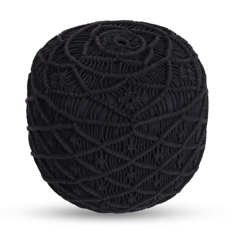 Repose-pieds rond en mélange de coton 18 po Turnbull, Noir 100 % coton