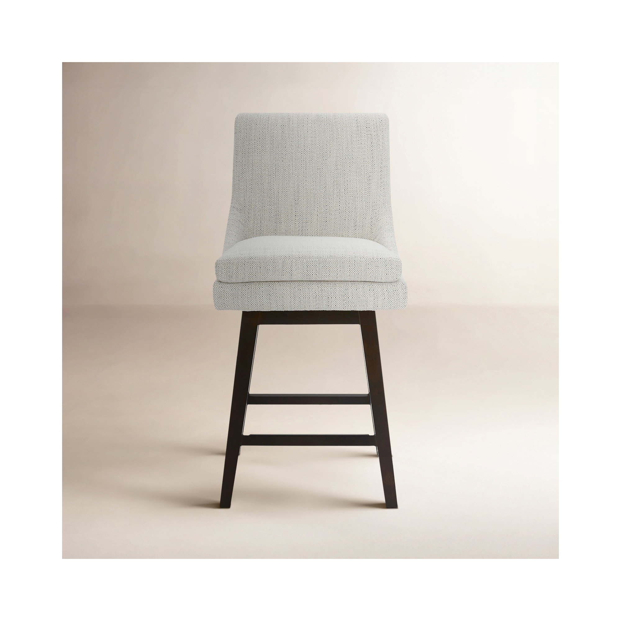 Zahara Upholstered Swivel Counter Stool, Counter Stool (26” Seat Height), Prestige Ivory Basketweave/Brown