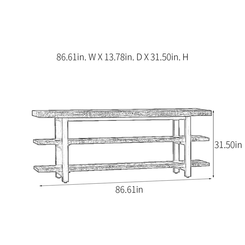 Retro Minimalist Console Table, 31.5" H x 86.61" W x 13.78" D