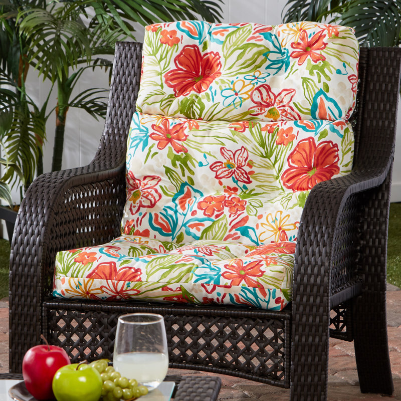 Lester Outdoor High Back Chair Cushion, Breeze Floral, 1