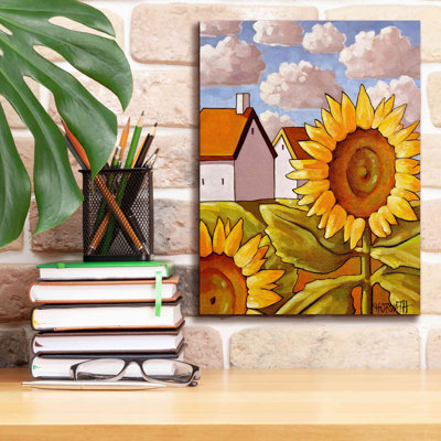 «August Grove» «Sunflower & Cottage Scenic View» par Cathy Horvath-Buchanan, art mural sur toile