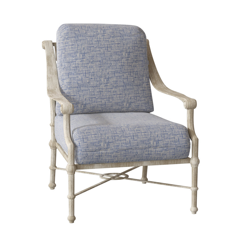 Delphi Outdoor Lounge Chair, Weathered White, Canvas Bird's Eye Sunbrella® Canvas