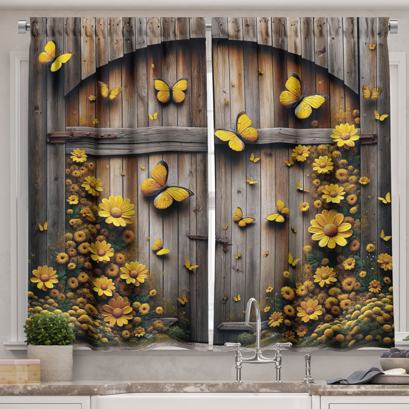 Floral Kitchen Curtain, 55" W x 24" L