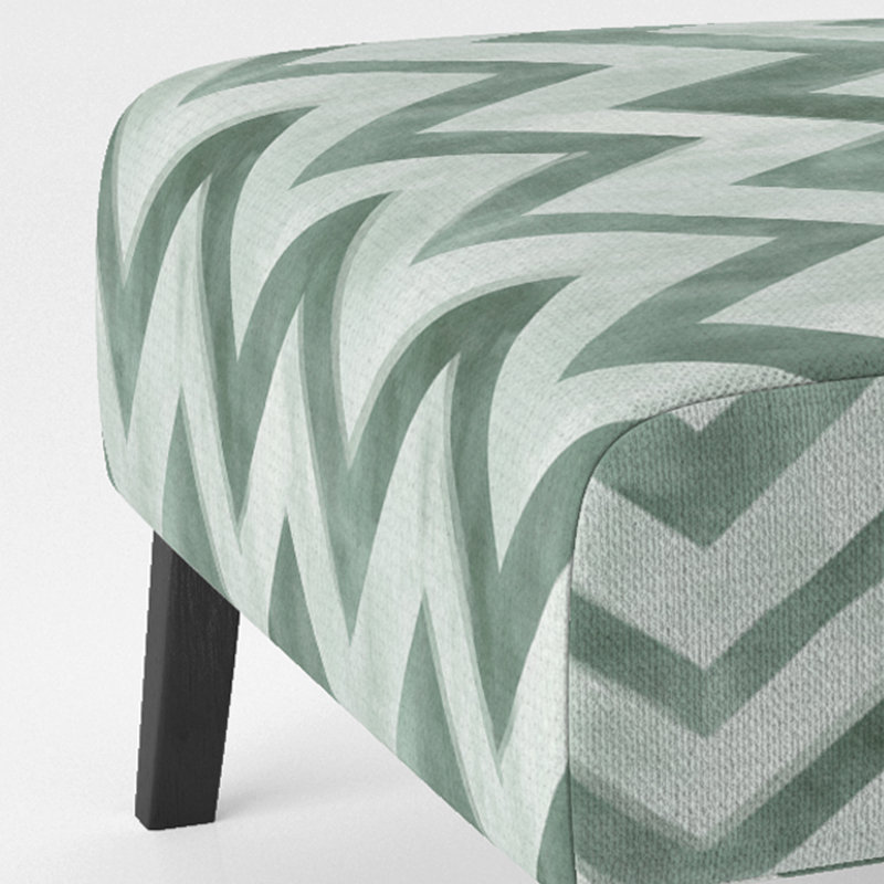 Fauteuil de chambre moderne rembourré - vert et blanc, Pantoufle sans accoudoirs