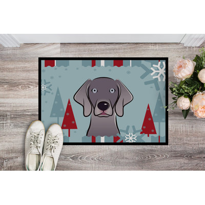 Paillasson d’extérieur antidérapant martique Winter Holiday weimaraner
