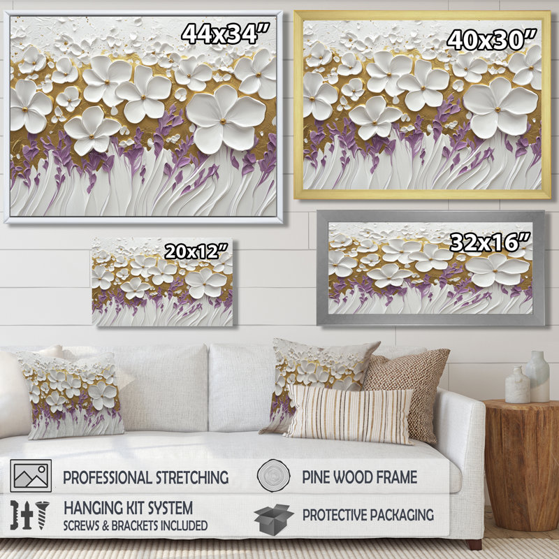 Taylor Wildflower Pure Cream Bloom I - Art mural fleurs sauvages, Reproduction encadrée d'une seule photo sans pass, Noir