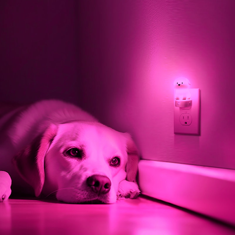 Veilleuse à brancher en forme de chien avec fonction dégradé et mémoire
