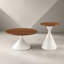 Ensemble de tables basses rondes multifonctionnelles 2 pièces, plateau à motif avec base en acier pour une utilisation durable et élégante-1184963757