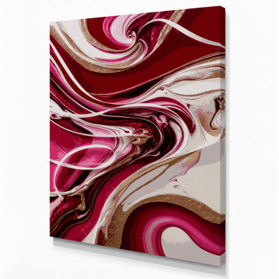 Abstrait art fluide sur toile rouge 24