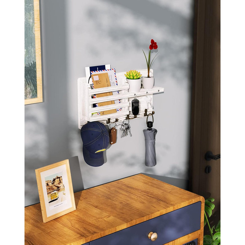 Wood Wall Organizer with Mail Storage