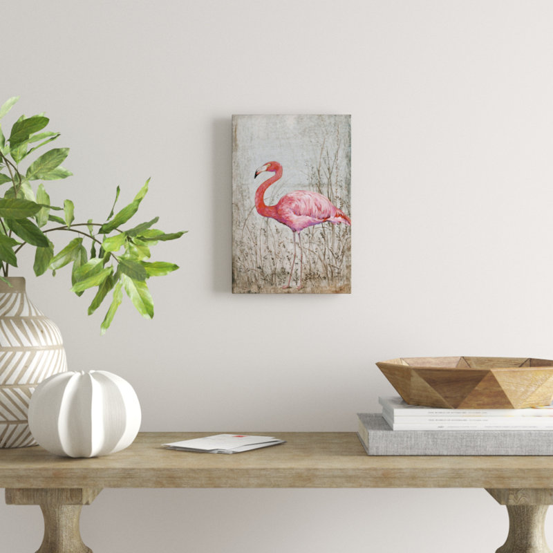 « american flamant rose ii », reproduction, H 18 po x l 12 po x P 1,5 po, Toile tendue