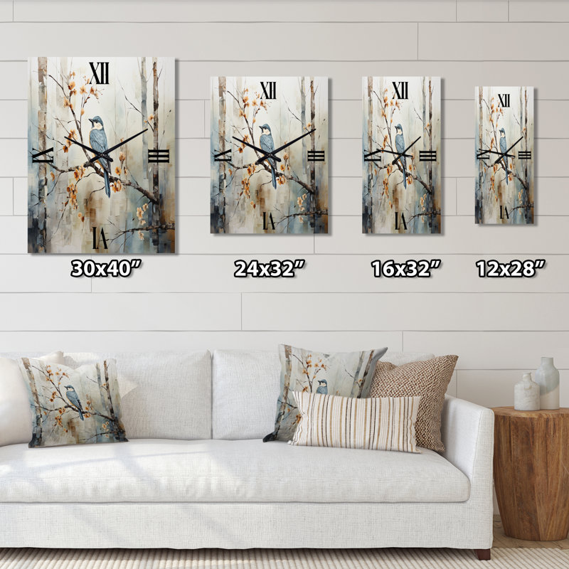 Horloge murale Birch Woods Ethereal Elegance III - Animaux, H 32 po x l 16 po x P 1 po