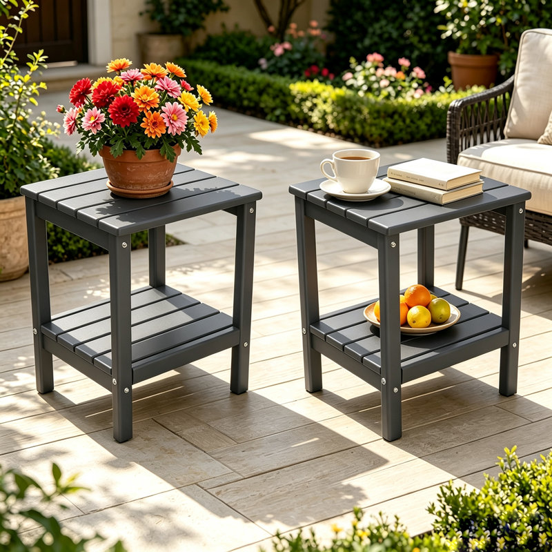 HDPE Adirondack Side Table, Gris