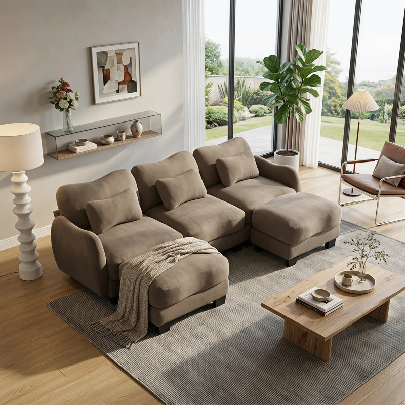 Canapé modulaire en forme de U avec conception ergonomique et repose-pieds mobile Cloud-Like Comfort - Canapé modulaire facile à assembler pour des espaces de vie confortables