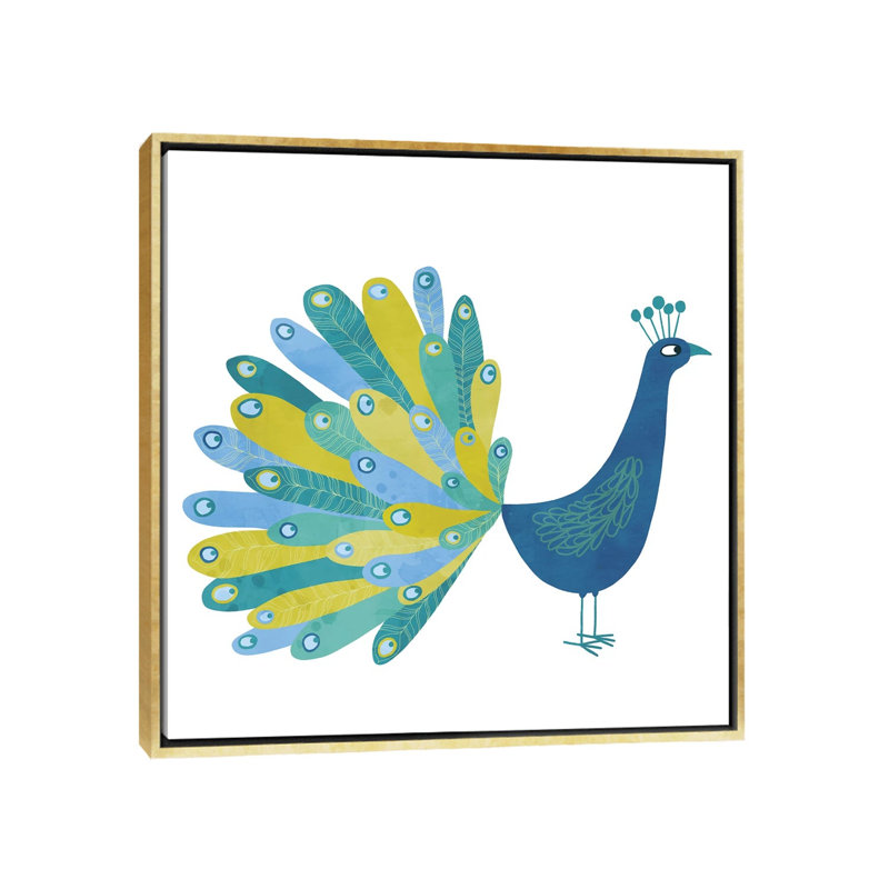 « Peacock » par Nic squirrell-impression, H 26 po x l 26 po x P 1,5 po, Pas de tapis, Toile encadrée d'or