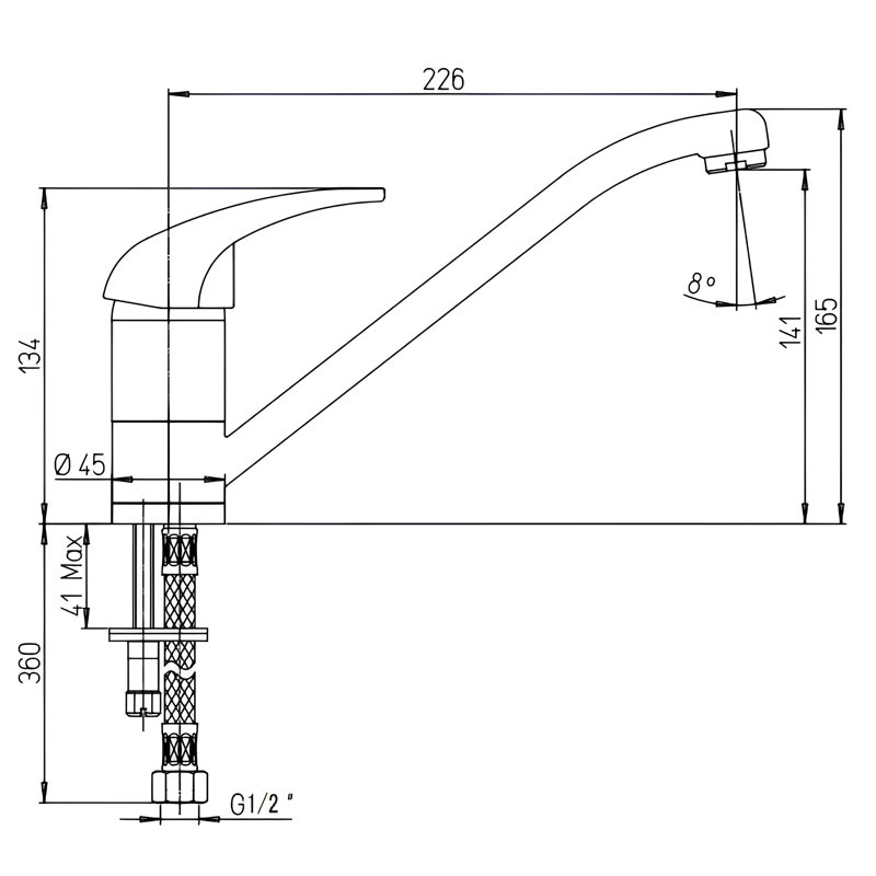 Creta Single Lever Monobloc Kitchen Tap, Brushed Nickel