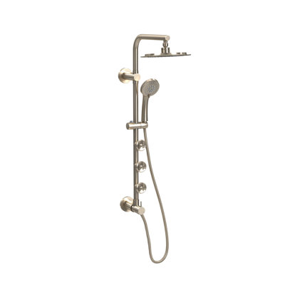Système de douche à jet de pluie 8 po avec bras pivotant à 3 jets et douche à main multifonction Lanai