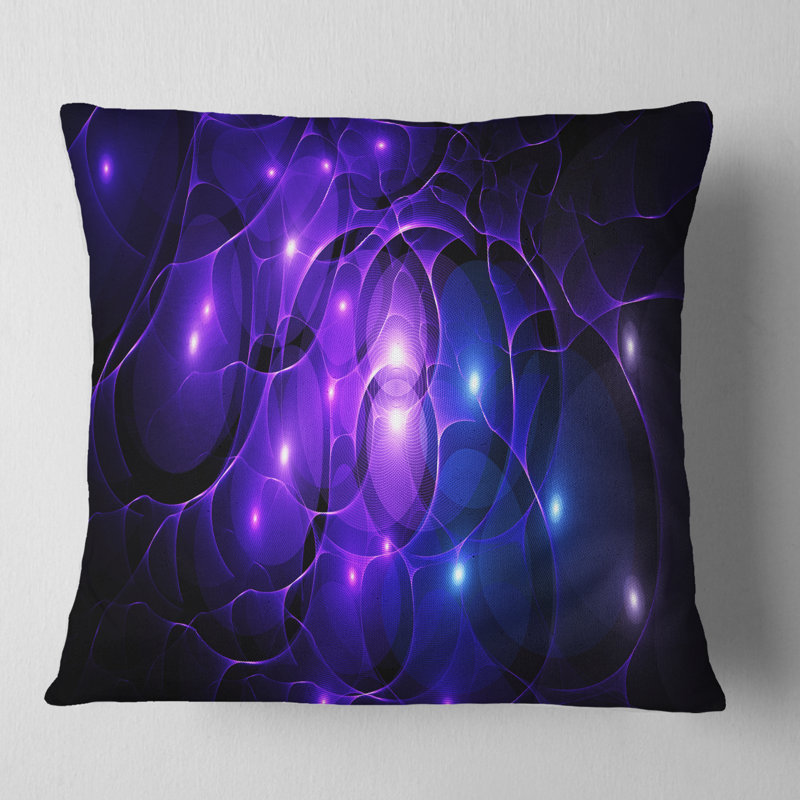Fractal Space Circles - Coussin imprimé abstrait, 16 po x 1 po, Coussin décoratif, Bleu