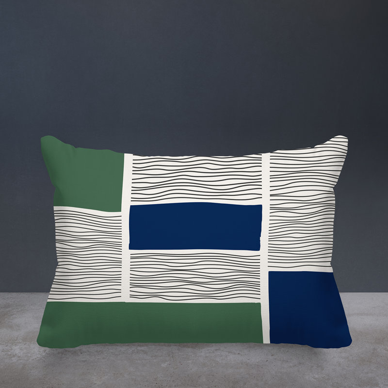 Coussin intérieur / extérieur Rapu, Émeraude / bleu marine