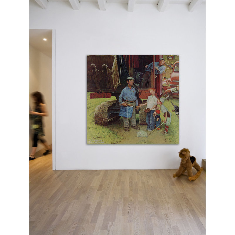 Construction Crew by Norman Rockwell - Wrapped Canvas Painting, 46 cm H x 46 cm W