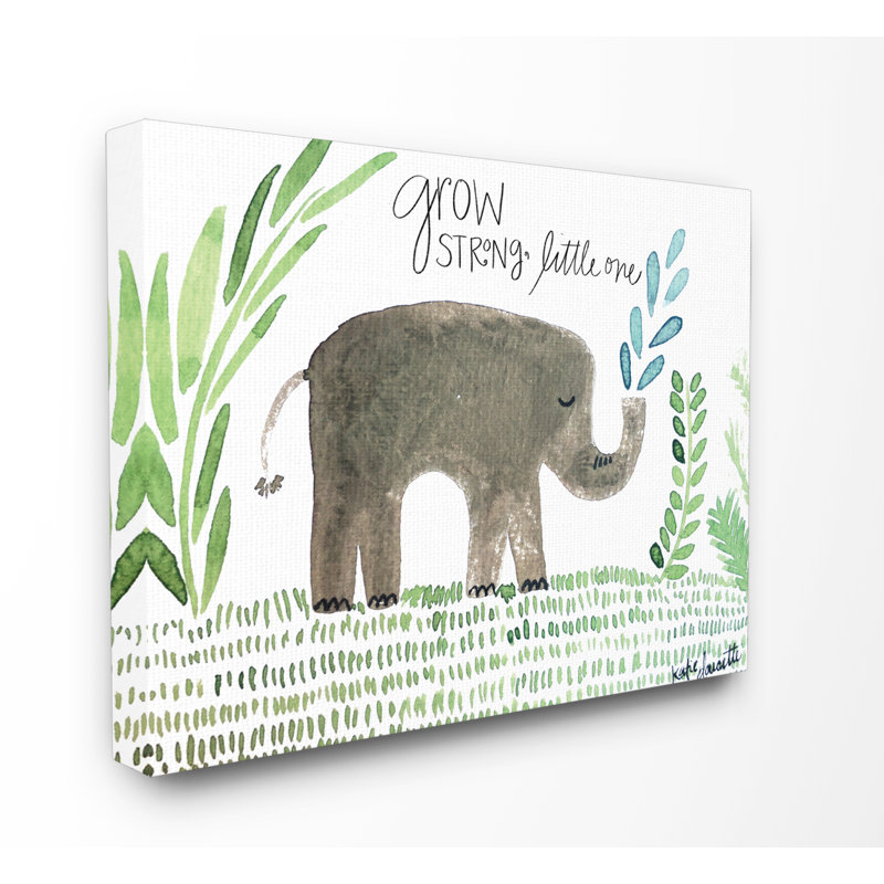 «Grow Strong Little Elephant», art encadré, Toile tendue, H 16 po x l 20 po