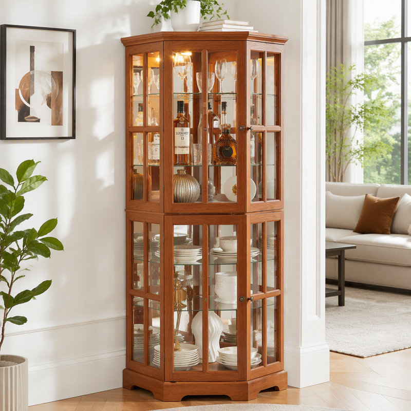 Vitrine exquise avec portes en verre et tablettes réglables, idéale pour mettre en valeur des objets de collection à la maison ou au bureau