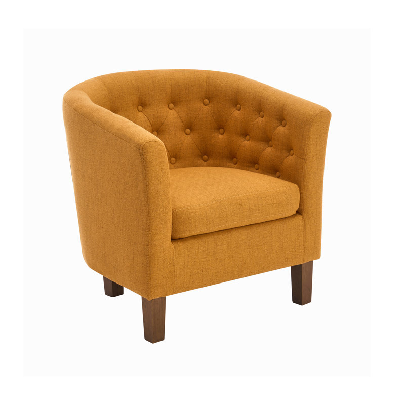 Cecille Barrel Accent Chair with Rubberwood Legs, Orange